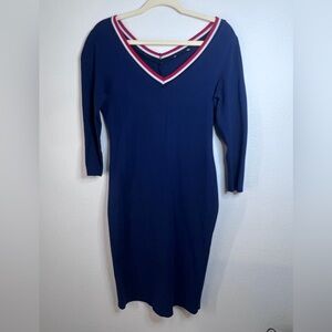 Navy Blue V-Neck Dress Size L